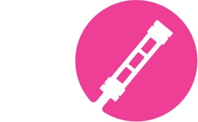 A minimalistic icon of a syringe with measurement markings, set against a bright pink circular background, symbolizing air sampling equipment used for collecting terpenes.