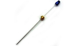 A Solid-Phase Microextraction (SPME) fiber assembly, a tool used in sample preparation for analytical techniques such as Gas Chromatography (GC) or GC-MS (Gas Chromatography-Mass Spectrometry).