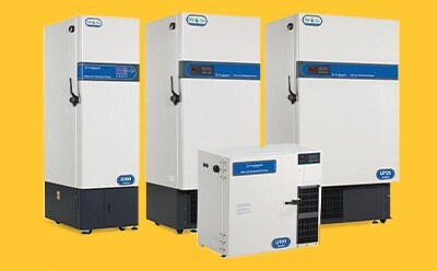 Image of four BMedical lab freezers/refrigerators