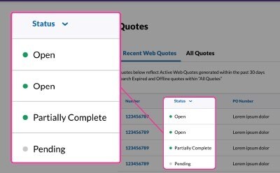 Enhanced view of quote statuses on the quote list page