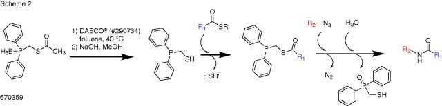 Acetylthiomethyl-diphenylphosphine borane complex Ligation with DABCO