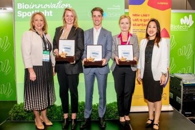 Emerging Biotech Award Recipients for Australia receiving their awards at the award ceremony