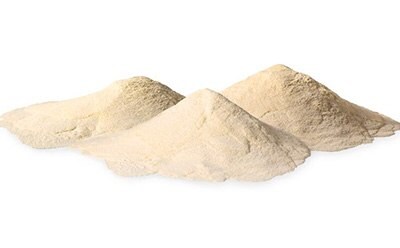 Three mounds of EcoCult® dehydrated cultured media powder.