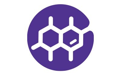 A pictogram is presented against a purple-colored background, featuring compound structures drawn in white. This pictogram signifies drug substances and highlights their potential role as a source of contamination from elemental impurities.