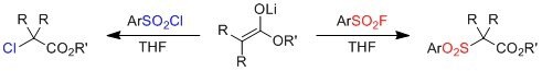 Exclusive reaction at sulfur: Sulfonyl fluorides react fast and, compared to sulfonyl chlorides, chemoselectively produce only sulfonylation products.1