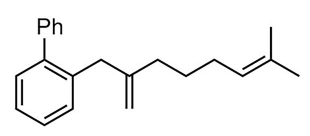 2-(7-Methyl-2-methyleneoct-6-enyl)biphenyl molecule