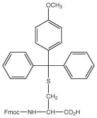 A chemical structure featuring a central sulfur atom connected to three phenyl groups and an Fmoc-amino acid.