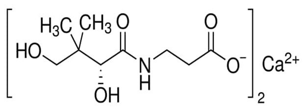 Chemical structure of calcium-D-pantothenate (vitamin B5)