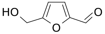 : Chemical structure of Hydroxymethylfurfural having a five membered furan ring.