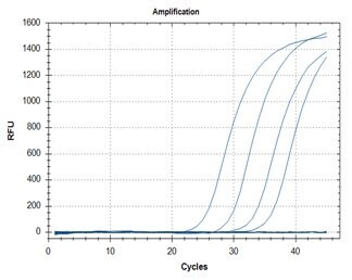 SARS-CoV-2 detection assays utilizing the KAPA PROBE FAST One-Step qRT-PCR Master Mix (2X) Universal Kit (Cat. No. KK4752) for primer targets N1 (graph A) and N2 (graph B).