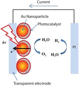 Figure 2. Surface-enhanced photoelectrochemical cell for hydrogen generation from direct water splitting using solar energy.