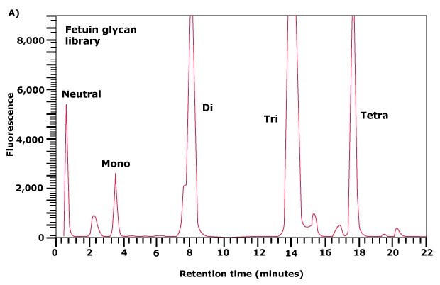 Separation of neutral and acidic glycans of fetuin by weak anion-exchange chromatography