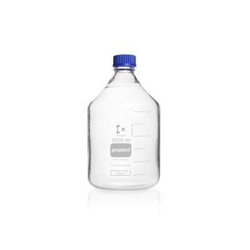 Duran&#174; Protect, Laboratory Bottle Laboratory bottle, plastic-coated glass bottle, neck Joints: threaded (GL45), capacity 3500&#160;mL, with screw cap to drain contents, WITH SCREW-CAP AND POURING RING (PP)