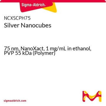 Silver Nanocubes 75&#160;nm, NanoXact, 1&#160;mg/mL in ethanol, PVP 55 kDa (Polymer)