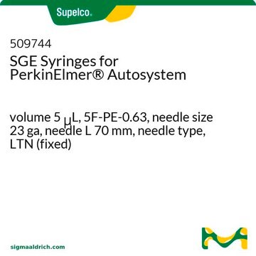 SGE Syringes for PerkinElmer&#174; Autosystem volume 5&#160;&#956;L, 5F-PE-0.63, needle size 23 ga, needle L 70&#160;mm, needle type, LTN (fixed)