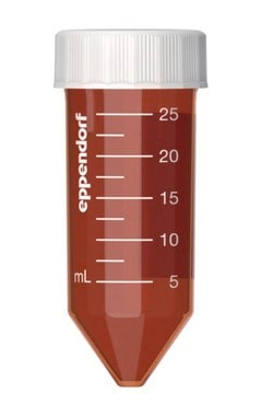 Eppendorf&#174; Conical Tubes sterile, screw top cap, endotoxin free, Biopur, DNase free, Biopur, capacity 25&#160;mL, amber, pkg of 200&#160;ea (8 bags x 25 tubes)