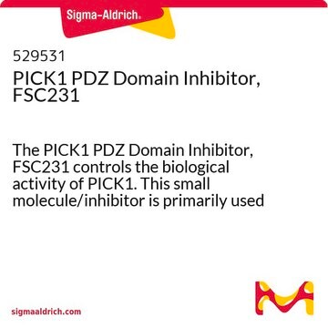 PICK1 PDZ Domain Inhibitor, FSC231 The PICK1 PDZ Domain Inhibitor, FSC231 controls the biological activity of PICK1. This small molecule/inhibitor is primarily used for Neuroscience applications.