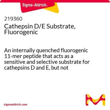 Cathepsin D/E Substrate, Fluorogenic An internally quenched fluorogenic 11-mer peptide that acts as a sensitive and selective substrate for cathepsins D and E, but not cathepsins B, H, or L .