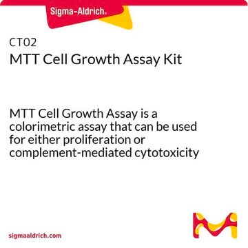 MTT Cell Growth Assay Kit MTT Cell Growth Assay is a colorimetric assay that can be used for either proliferation or complement-mediated cytotoxicity assays.