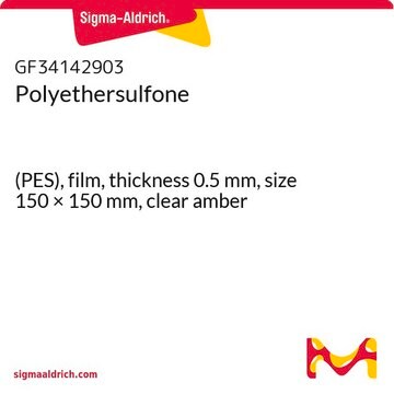 Polyethersulfone (PES), film, thickness 0.5&#160;mm, size 150 × 150&#160;mm, clear amber