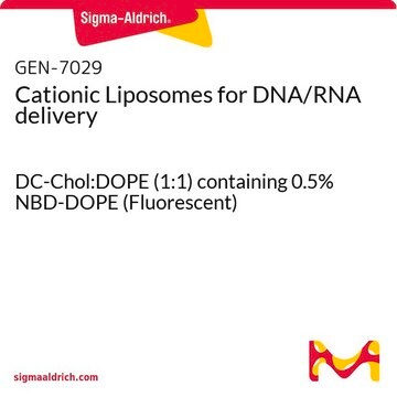 Cationic Liposomes for DNA/RNA delivery DC-Chol:DOPE (1:1) containing 0.5% NBD-DOPE (Fluorescent)