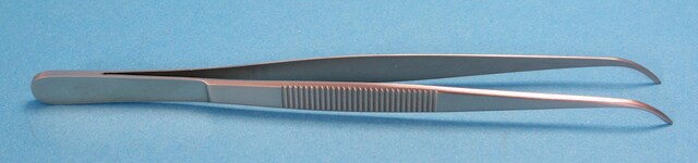 Stainless steel forceps Medium tip, curved