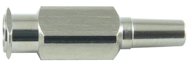 1-way Luer-to-Luer adapter FLL to ML (plated brass), elongated