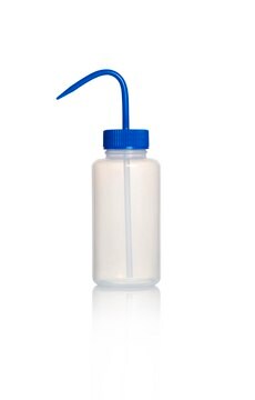 Azlon&nbsp;Square Shoulder Unvented Wash Bottles wide-neck, low-density polyethylene bottle, blue polypropylene closure, capacity 500&#160;mL