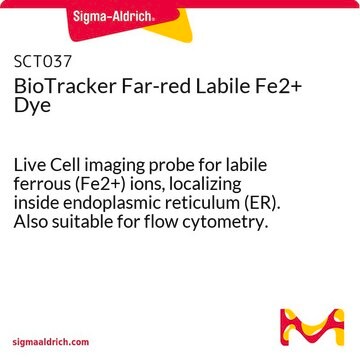 BioTracker Far-red Labile Fe2+ Dye Live Cell imaging probe for labile ferrous (Fe2+) ions, localizing inside endoplasmic reticulum (ER). Also suitable for flow cytometry.