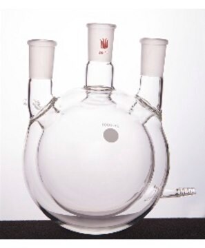 Synthware&#8482;&nbsp;three neck full jacket round bottom flask with vertical side necks capacity 500&#160;mL, center joint: ST/NS 24/40