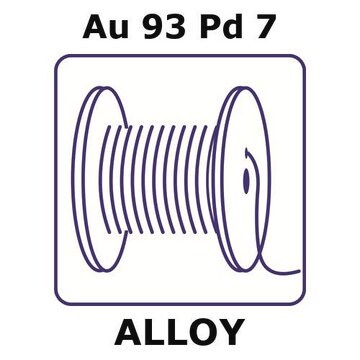 Gold-palladium alloy, Au93Pd7 0.2m wire, 0.5mm diameter, as drawn