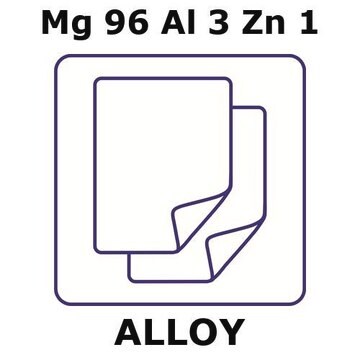 Magnesium-aluminum-zinc alloy, Mg96Al3Zn1 foil, 200 x 500mm, 0.25mm thickness