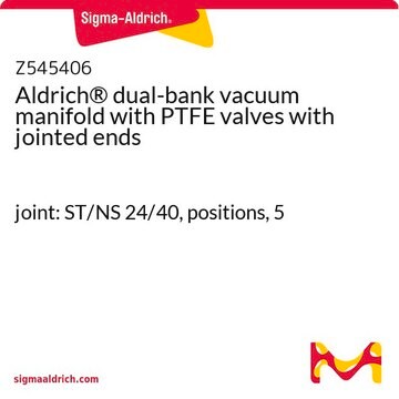 Aldrich&#174; dual-bank vacuum manifold with PTFE valves with jointed ends joint: ST/NS 24/40, positions, 5