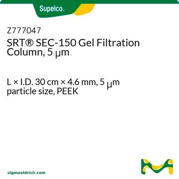 SRT&#174; SEC-150 Gel Filtration Column, 5 &#956;m L × I.D. 30&#160;cm × 4.6&#160;mm, 5&#160;&#956;m particle size, PEEK