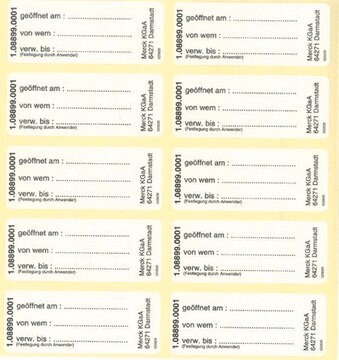 Labels Ge&#246;ffnet am /verw. bis pkg of 100&#160;labels (adhesive)