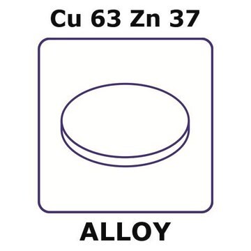 Brass alloy, Cu63Zn37 foil, 6mm disks, 0.38mm thickness, half hard