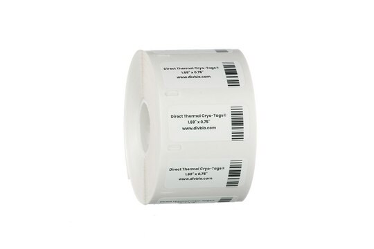 Direct Thermal Cryo-Tags&#174; white, W × L 1.69&#160;in. × 0.75&#160;in., pack of 500&#160;ea (labels per rolllabels)