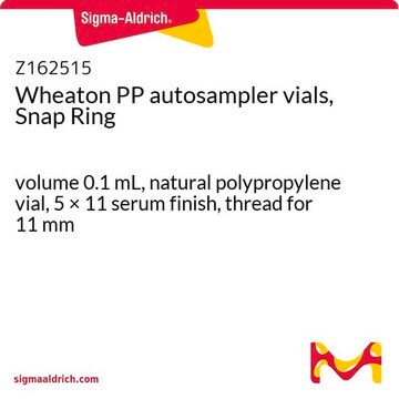 Wheaton PP autosampler vials, Snap Ring volume 0.1&#160;mL, natural polypropylene vial, 5 × 11 serum finish, thread for 11 mm