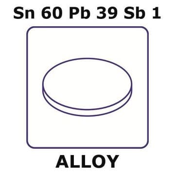 Tin-lead-antimony alloy, Sn60Pb39Sb1 foil, 50mm disks, 0.006mm thickness