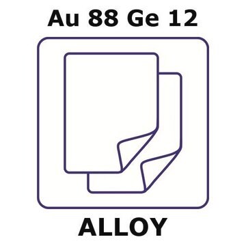 Gold/Germanium eutectic foil, Au 88%/Ge 12%, thickness 0.025&#160;mm, size 50 × 50&#160;mm