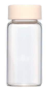 KIMBLE&#174; scintillation vials with attached foamed PE lined PP cap, glass lips on vial transparent borosilicate glass bottle, vial capacity (20&#160;mL), screw cap, case of 500&#160;ea 5x shrink-wrapped trays of 100 vials