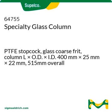 Specialty Glass Column glass coarse frit, PTFE stopcock, column L × O.D. × I.D. 400&#160;mm × 25&#160;mm × 22&#160;mm, 515mm overall