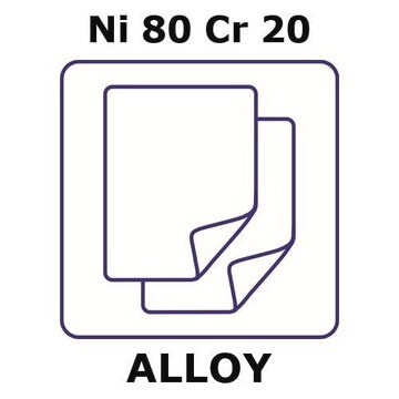 Nickel-chromium alloy, Ni80Cr20 foil, 200 x 200mm, 0.10mm thickness, as rolled