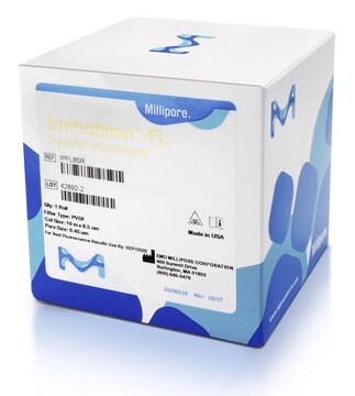 Immobilon&#174;-FL PVDF, 0.45 m, 8.5 cm x 10 m roll 0.45 um ( 0.45 micron filter ) pore size Hydrophobic PVDF Transfer Membrane for western blotting using Fluorescent, Chemifluorescence, Chromogenic, or Chemiluminescence. Comes in a 8.5 cm x 10 m roll.