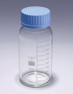 Pyrex&#174; Media-Lab Bottles, wide mouth, with polypropylene cap and pouring ring, with printed trace code capacity 1000&#160;mL