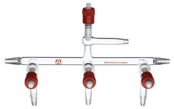 Aldrich&#174; single bank manifolds with high-vacuum PTFE valves manifold with vacuum-gauge port, positions, 5