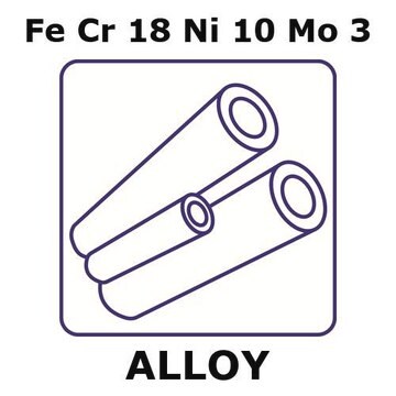 Stainless Steel - AISI 316L alloy, FeCr18Ni10Mo3 1000mm tube, 6.0mm outside diameter, 1.0mm wall thickness, 4mm inside diameter, annealed