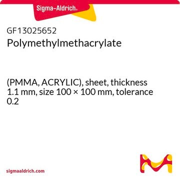 Polymethylmethacrylate (PMMA, ACRYLIC), sheet, thickness 1.1&#160;mm, size 100 × 100&#160;mm, tolerance 0.2