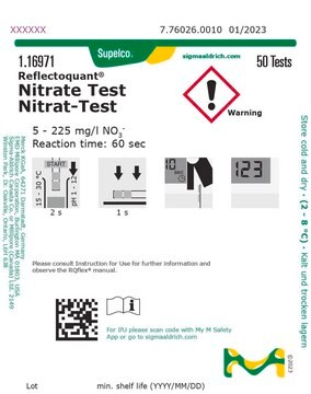 Nitrate Test reflectometric, 5-225&#160;mg/L (NO3-), for use with REFLECTOQUANT&#174;