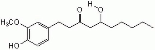 [6]-Gingerol, Zingiber officinale An antitumor, apoptosis-inducing compound of the ginger family that blocks EGF-induced cell transformation by inhibiting the activation of Activator Protein-1 (AP-1).